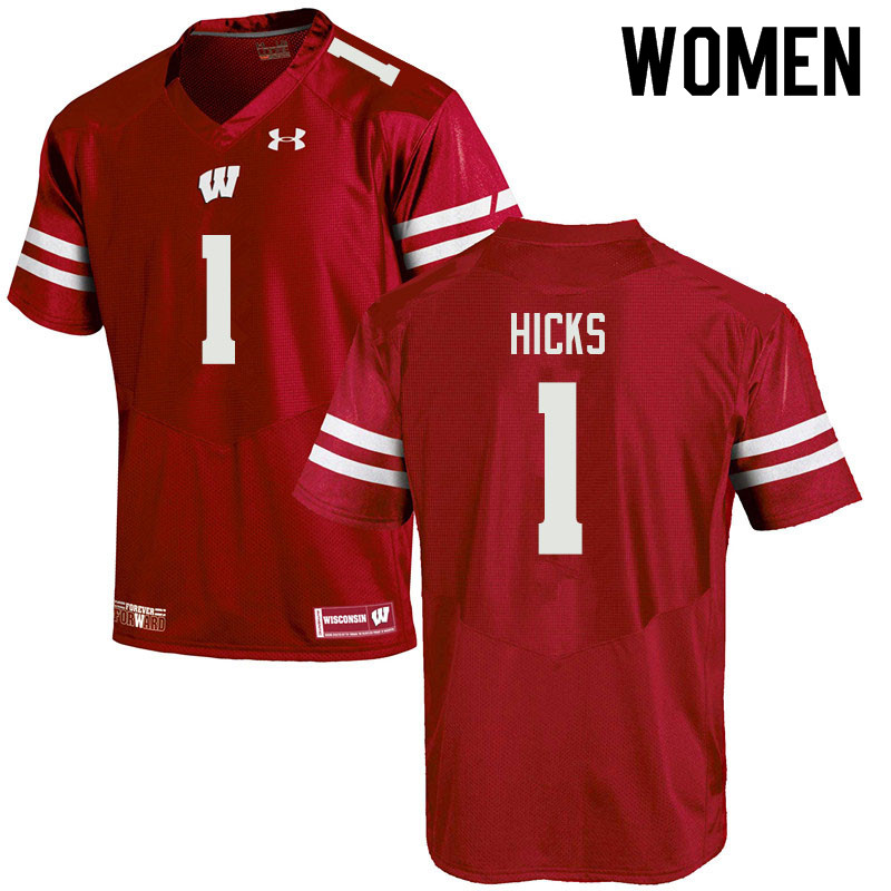 Women #1 Faion Hicks Wisconsin Badgers College Football Jerseys Sale-Red - Click Image to Close